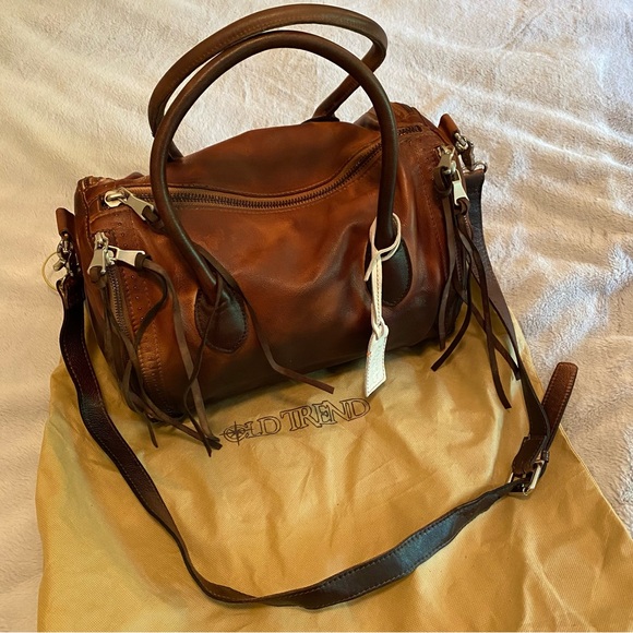 Old Trend hand painted ombre satchel in dark brown - Picture 2 of 16